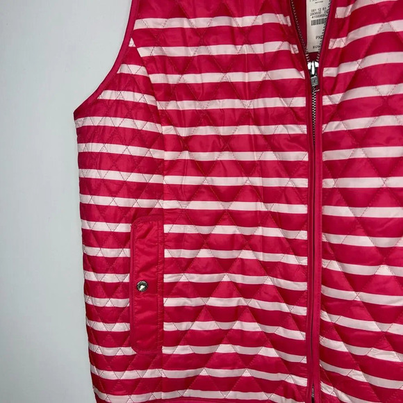 NWT Talbots Red Striped Quilted Puffer Vest Women’s XLP Sleeveless Fisherman - Picture 3 of 9